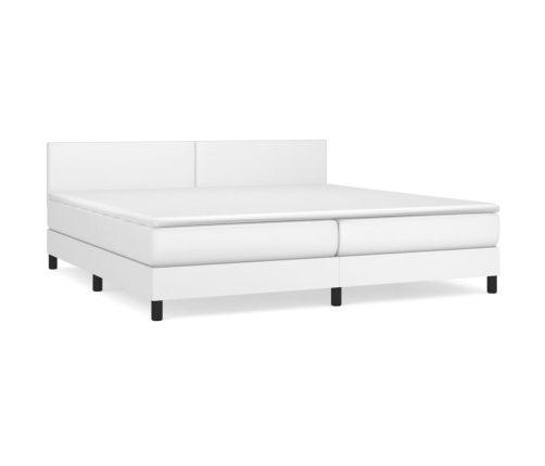 Cama box spring con colchón cuero sintético blanco 200x200 cm