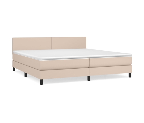 Cama box spring con colchón cuero sintético capuchino 200x200cm