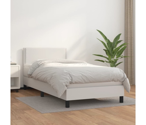 vidaXL Cama box spring con colchón cuero sintético blanco 90x190 cm