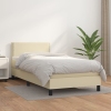 Cama box spring con colchón cuero sintético crema 90x190 cm