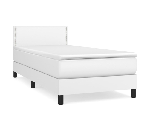 Cama box spring con colchón cuero sintético blanco 100x200 cm