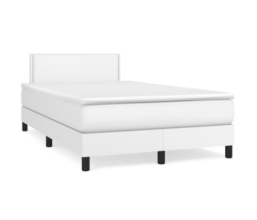 Cama box spring con colchón cuero sintético blanco 120x200 cm