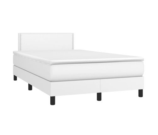 Cama box spring con colchón cuero sintético blanco 120x200 cm