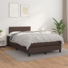 Cama box spring con colchón cuero sintético marrón 120x200 cm