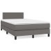 Cama box spring con colchón cuero sintético gris 120x200 cm