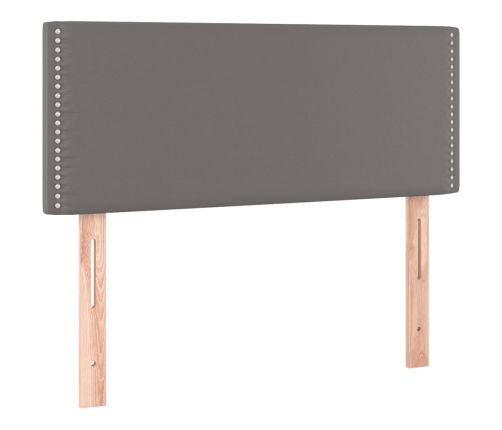 Cama box spring con colchón cuero sintético gris 120x200 cm