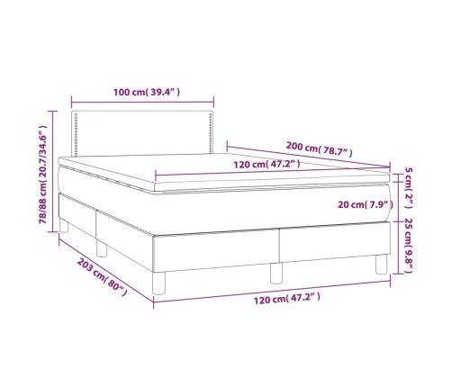 Cama box spring con colchón cuero sintético gris 120x200 cm