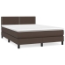 Cama box spring con colchón cuero sintético marrón 140x190 cm