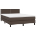 Cama box spring con colchón cuero sintético marrón 140x190 cm