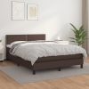 Cama box spring con colchón cuero sintético marrón 140x190 cm