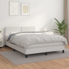 Cama box spring con colchón cuero sintético blanco 140x200cm