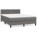 Cama box spring con colchón cuero sintético gris 140x200 cm