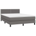 Cama box spring con colchón cuero sintético gris 140x200 cm
