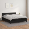 Cama box spring con colchón cuero sintético negro 160x200 cm