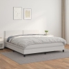 Cama box spring con colchón cuero sintético blanco 160x200 cm