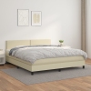 Cama box spring con colchón cuero sintético crema 160x200 cm