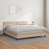 Cama box spring con colchón cuero sintético capuchino 160x200cm