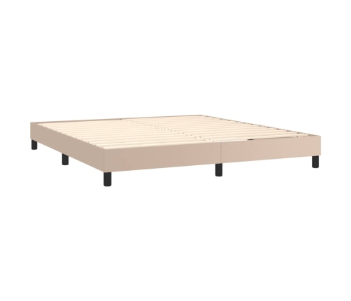 Cama box spring con colchón cuero sintético capuchino 180x200cm