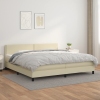 Cama box spring con colchón cuero sintético crema 200x200 cm