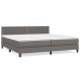 Cama box spring con colchón cuero sintético gris 200x200 cm