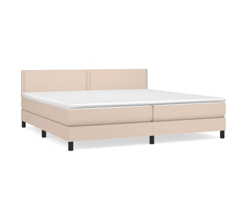 Cama box spring con colchón cuero sintético capuchino 200x200cm