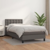 Cama box spring con colchón cuero sintético gris 80x200 cm