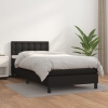 Cama box spring con colchón cuero sintético negro 90x190 cm