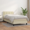 Cama box spring con colchón cuero sintético crema 90x190 cm