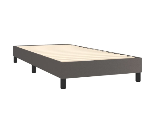 vidaXL Cama box spring con colchón cuero sintético gris 90x200 cm