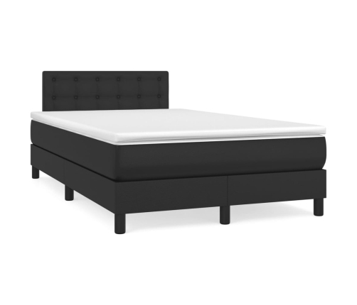 Cama box spring con colchón cuero sintético negro 120x200 cm