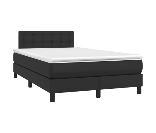 Cama box spring con colchón cuero sintético negro 120x200 cm