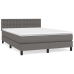 Cama box spring con colchón cuero sintético gris 140x190 cm