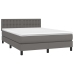 Cama box spring con colchón cuero sintético gris 140x190 cm