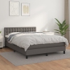 Cama box spring con colchón cuero sintético gris 140x200 cm