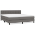 Cama box spring con colchón cuero sintético gris 180x200 cm