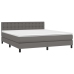 Cama box spring con colchón cuero sintético gris 180x200 cm