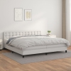 Cama box spring con colchón cuero sintético blanco 200x200 cm