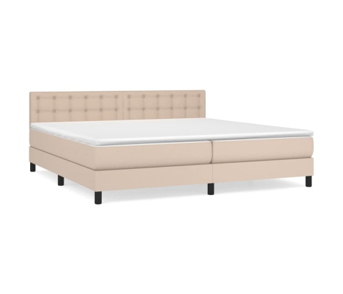 Cama box spring con colchón cuero sintético capuchino 200x200cm