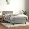 Cama box spring con colchón terciopelo gris claro 80x200 cm