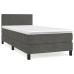 Cama box spring con colchón terciopelo gris oscuro 80x200 cm