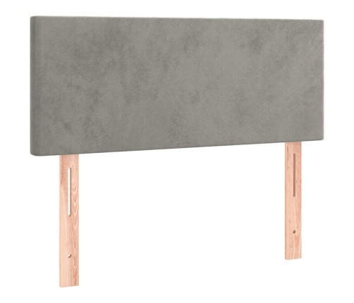 Cama box spring con colchón terciopelo gris claro 100x200 cm