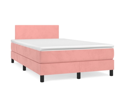 Cama box spring con colchón terciopelo rosa 120x200 cm