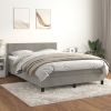 Cama box spring con colchón terciopelo gris claro 140x200 cm