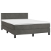 Cama box spring con colchón terciopelo gris oscuro 140x200 cm