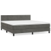 Cama box spring con colchón terciopelo gris oscuro 160x200 cm