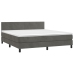 Cama box spring con colchón terciopelo gris oscuro 160x200 cm