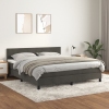 Cama box spring con colchón terciopelo gris oscuro 160x200 cm