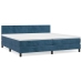 Cama box spring con colchón terciopelo azul oscuro 200x200 cm