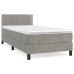 Cama box spring con colchón terciopelo gris claro 80x200 cm