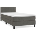 Cama box spring con colchón terciopelo gris oscuro 80x200 cm